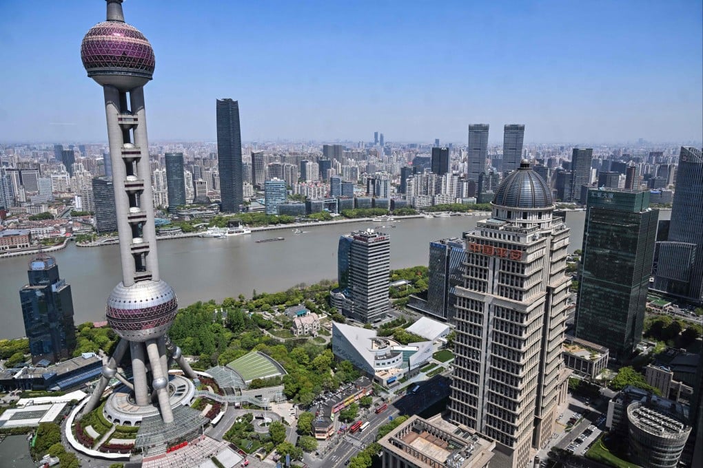 The Oriental Pearl Radio and Television Tower is seen in the financial district in Shanghai on April 14, 2025. Photo: AFP