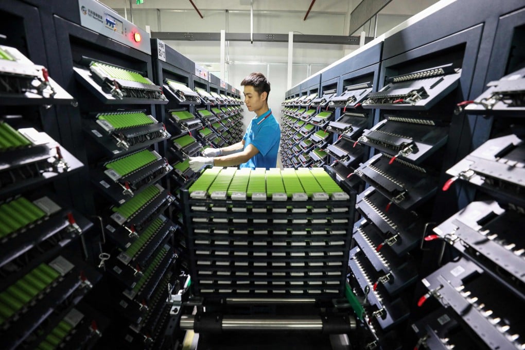 A lithium battery production line at a factory in eastern China. Photo: AFP