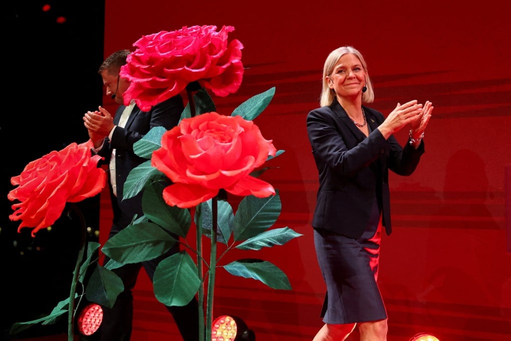 Social Democratic leader Magdalena Andersson as election results are released. Photo: Reuters