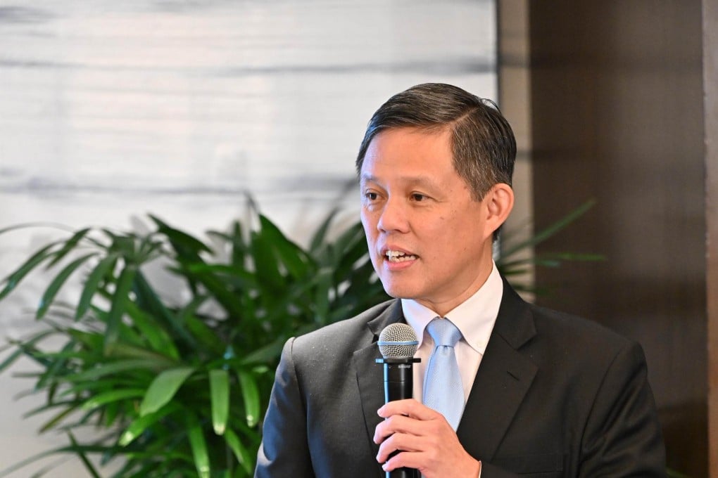Defence Minister Chan Chun Sing speaks at the Shangri-La Dialogue security summit in Singapore on May 30. Photo: Singapore’s Ministry of Defence