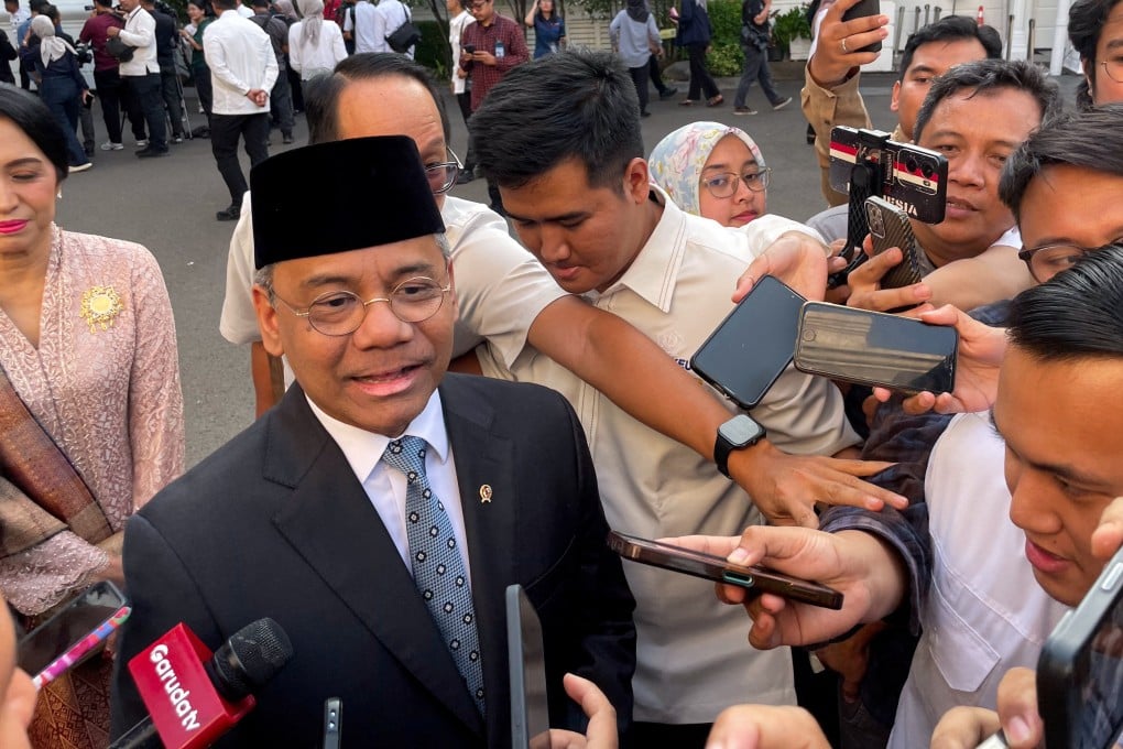 Newly-appointed Finance Minister Suahasil Nazara speaks to journalists after his inauguration at the Presidential Palace in Jakarta, Indonesia on Monday. Photo: Reuters