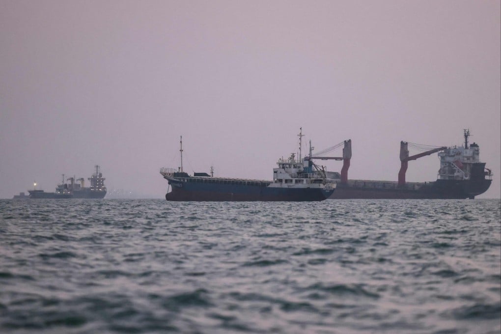 Ships transit the Strait of Hormuz off the coast of the port city of Bandar Abbas in southern Iran on September 5. On Monday, Iran’s Revolutionary Guards said an oil tanker had exploded in the strait. Photo: AFP