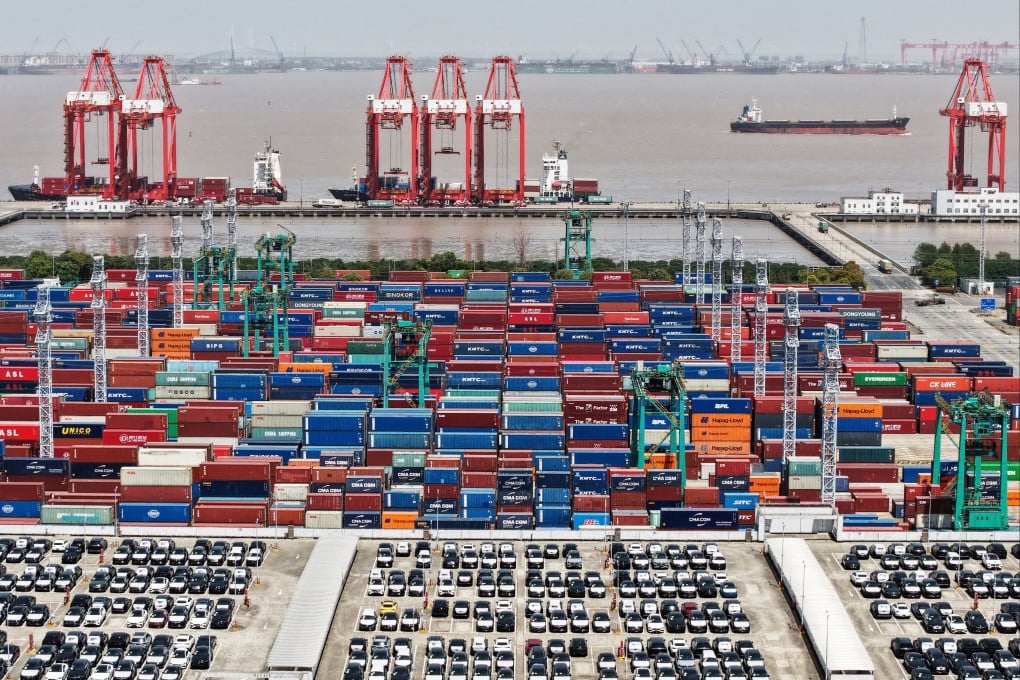 A drone view shows a port in Shanghai on April 13, 2025. Photo: Reuters