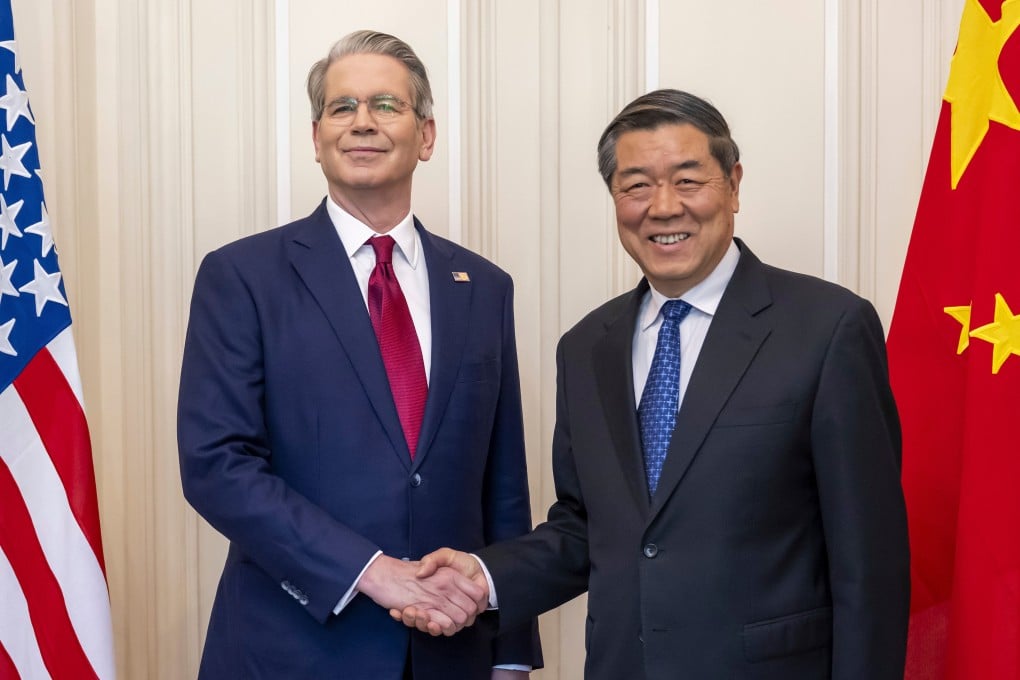 US Secretary of the Treasury Scott Bessent and Chinese Vice Premier He Lifeng in 2025. The pair will meet again this weekend for preparatory talks before Chinese President Xi Jinping's summit with US President Donald Trump in Washington next week. Photo: Keystone via AP