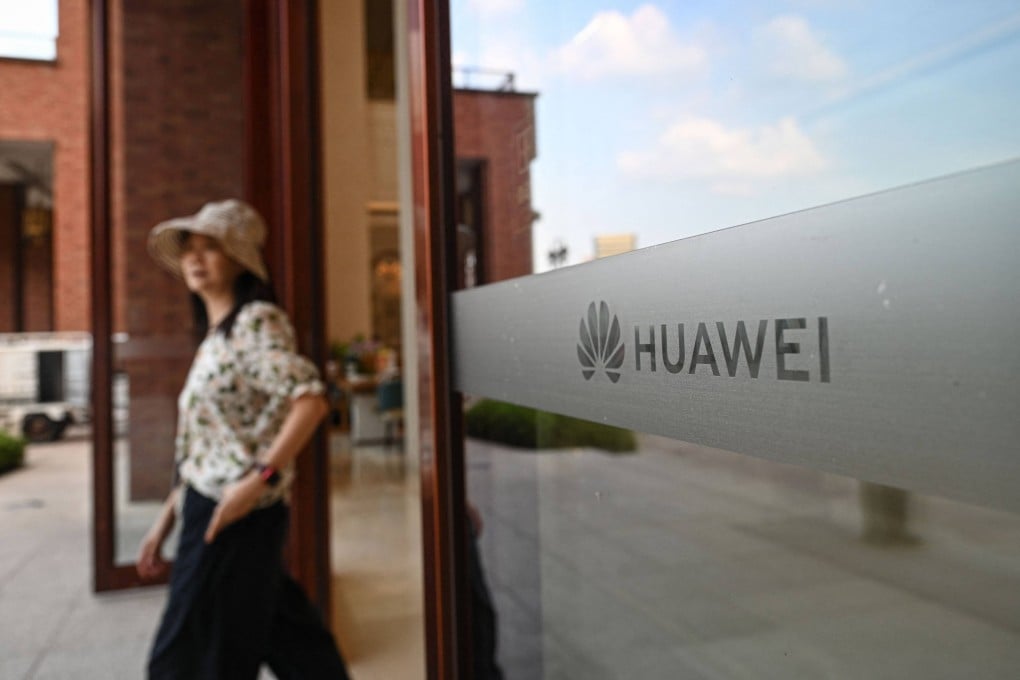 The Huawei logo is seen on glass at the compamy’s Lianqiu Lake research campus during a media tour in Shanghai on September 16, 2026. Photo: AFP