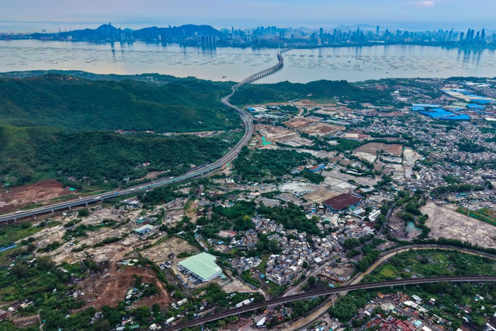 An aerial view of the Hung Shui Kiu and Ha Tsuen new development area in the Northern Metropolis on September 14.  Part of the land in Hung Shui Kiu will be developed into a university town. Photo: Karma Lo