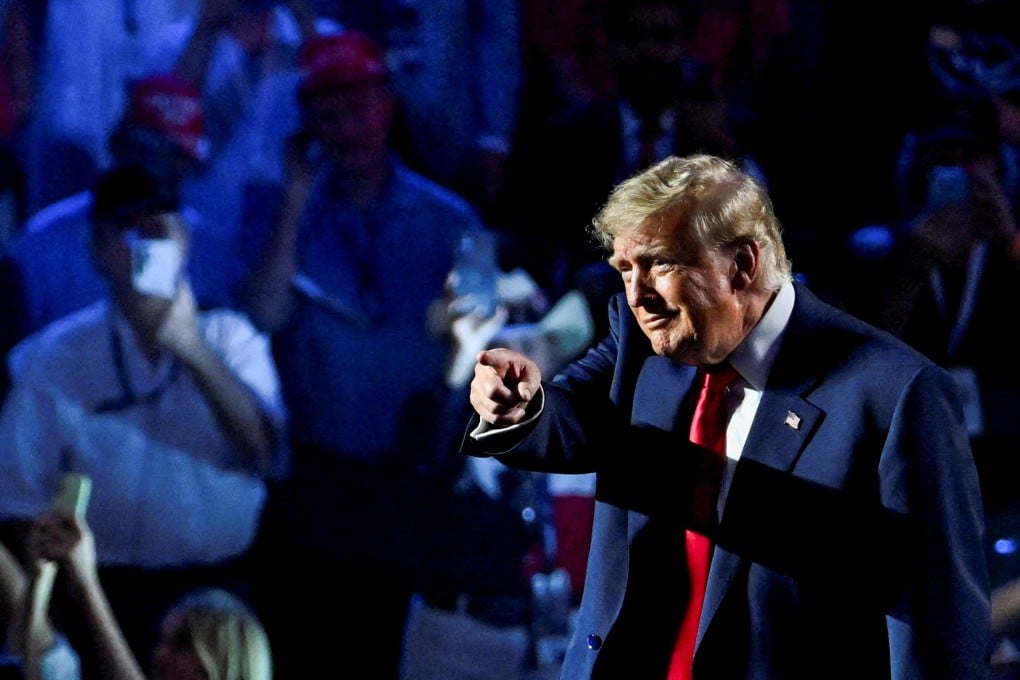 US President Donald Trump gestures on stage at the Republican national mid-term convention in Dallas, Texas, on September 10. Photo: Reuters