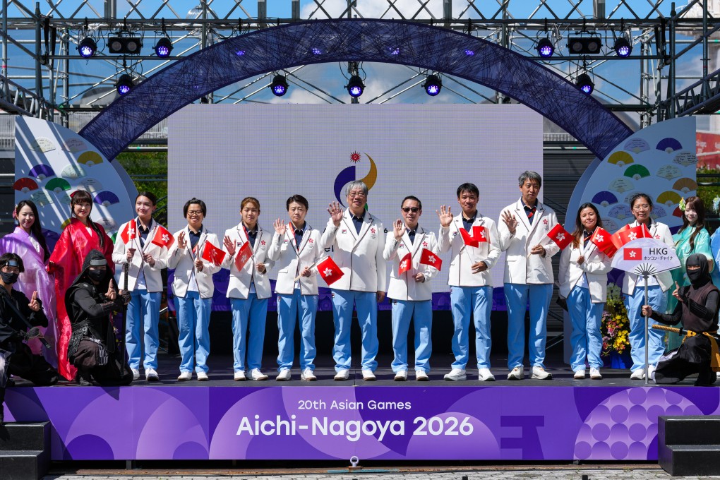 Hong Kong athletes and officials attended a welcome ceremony at Nagoya Port Garden Pier, alongside friends and rivals from the China and Macau teams. Photo: Sam Tsang