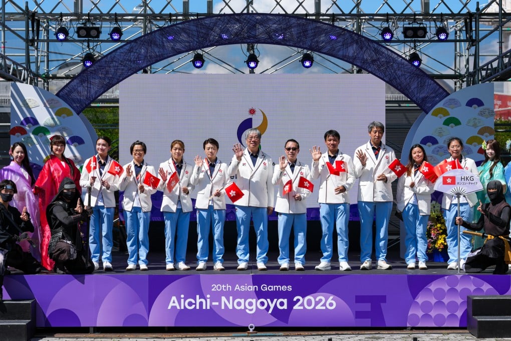 Hong Kong athletes and officials attended a welcome ceremony at Nagoya Port Garden Pier, alongside friends and rivals from the China and Macau teams. Photo: Sam Tsang