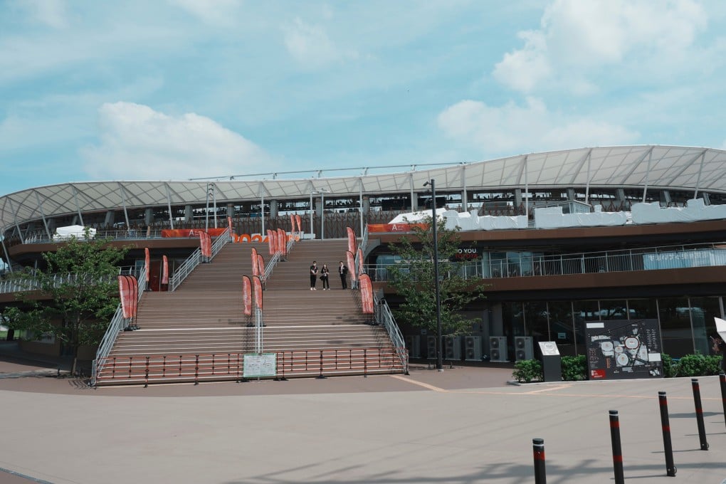 A general view of the main stadium, venue for the opening and closing ceremonies and the athletics programme for the Asian Games in Nagoya starting offocially on Saturday. Photo: AP
