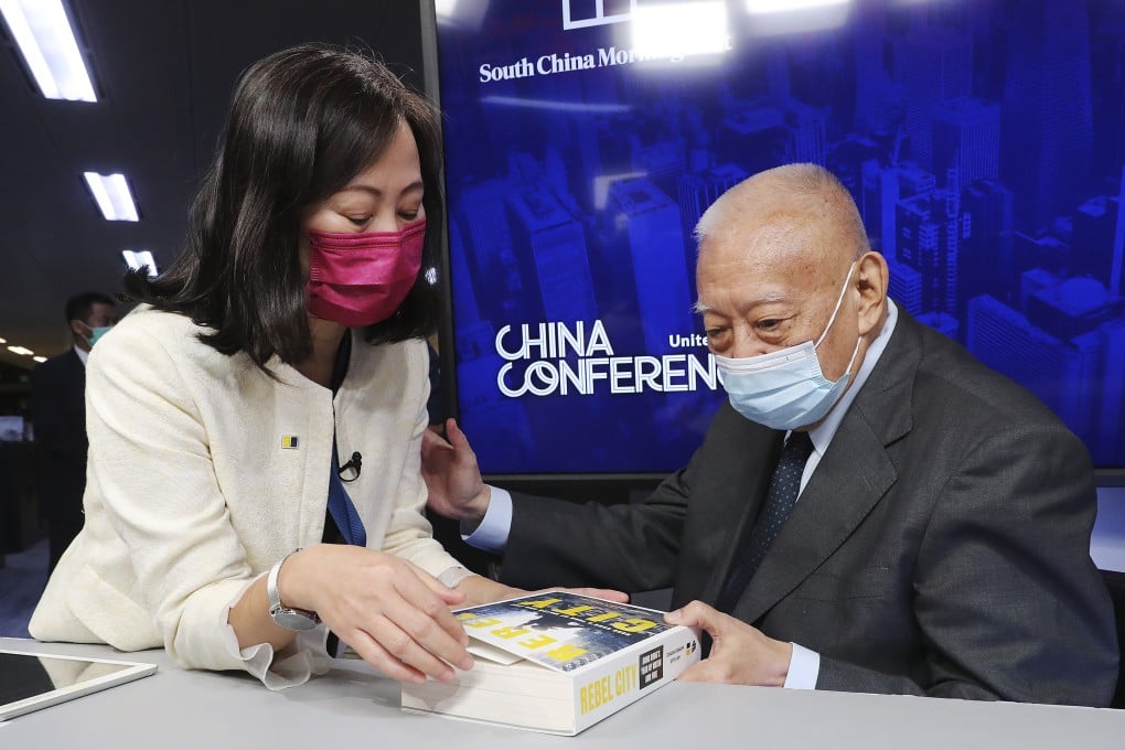 Tammy Tam talks to Tung Chee-hwa during the SCMP China Conference in 2020. Photo: Edmond So