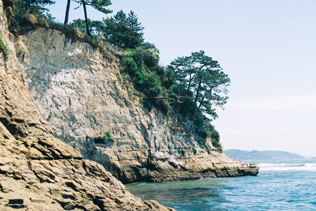 The remains of a military base where “fukuryu” were trained can be seen in the cliffs along the coast of Inamuragasaki, on the Shonan coast south of Tokyo. Photo: Kanade Hamamoto
