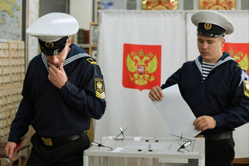 Cadets cast their ballots in Vladivostok on the first day of Russia’s parliamentary election. Photo: Reuters