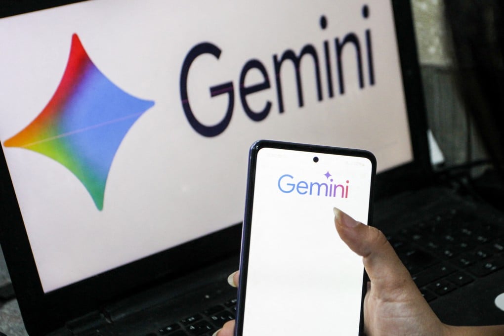 Google Gemini logos are displayed on a smartphone and computer screen. Photo: TNS