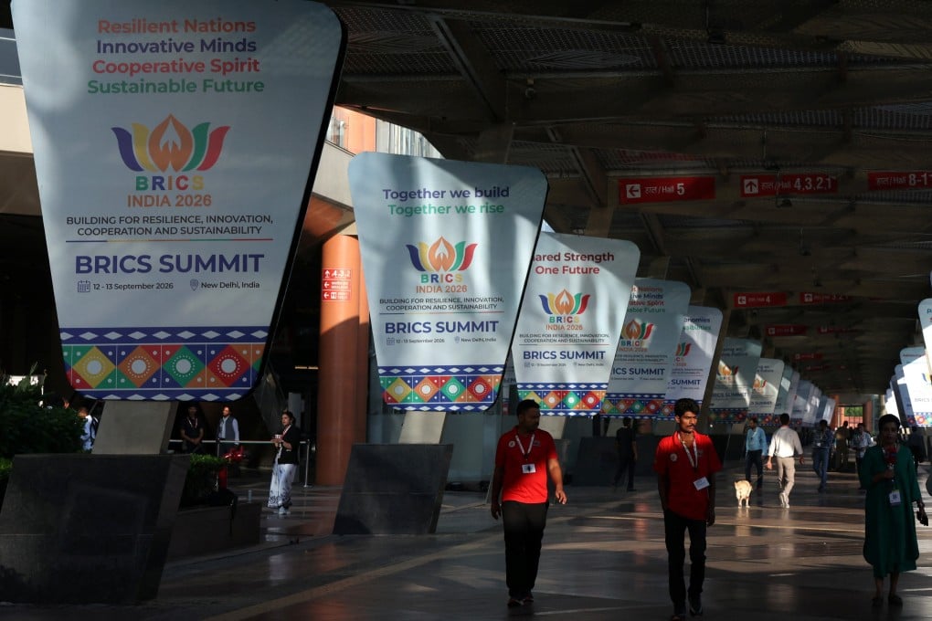 Bharat Mandapam, venue for the 18th Brics summit hosted by India last weekend, bedecked with banners for the event. Photo: Reuters