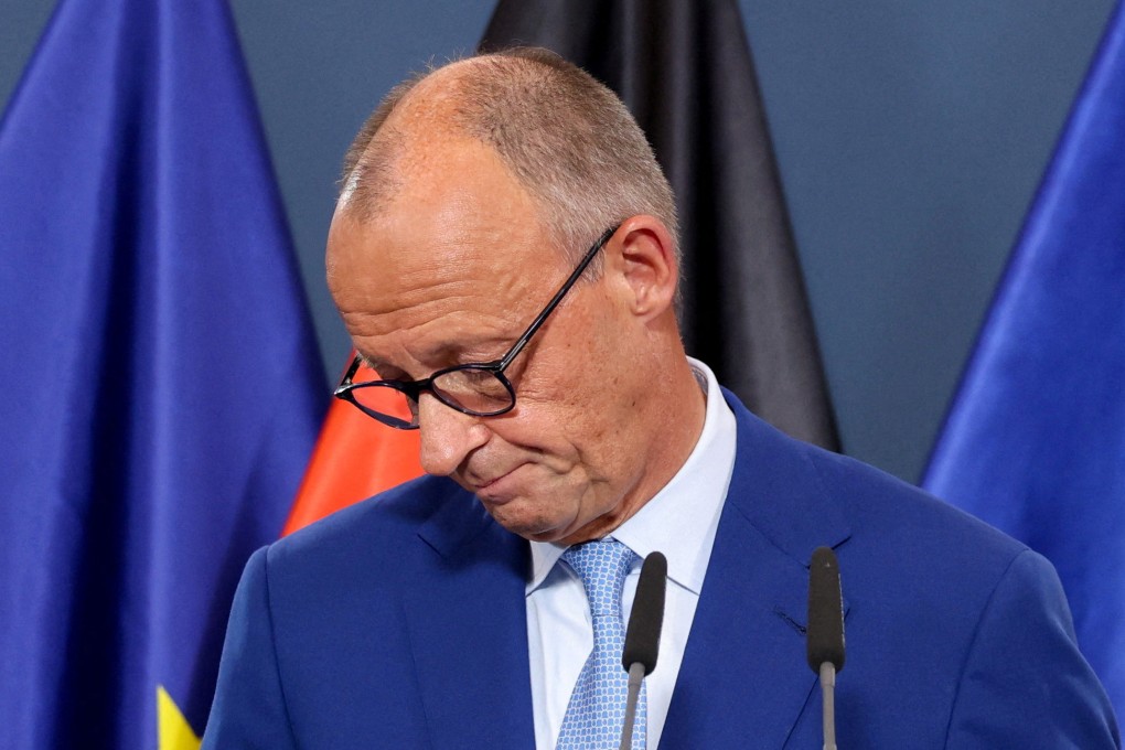German Chancellor Friedrich Merz gives a statement after the first exit polls of Sunday's state elections. Photo: Reuters
