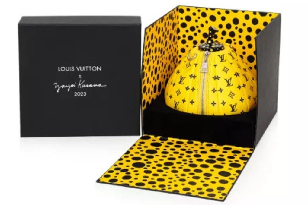 A rare Louis Vuitton x Yayoi Kusama pumpkin bag sells for US$68,000 at an online bidding on Sunday. Photo: Hotlotz