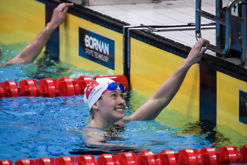 Siobhan Huaghey eased through her women’s 200m freestyle heat at Tokyo Aquatics Centre on Monday. Photo: Robert Ng