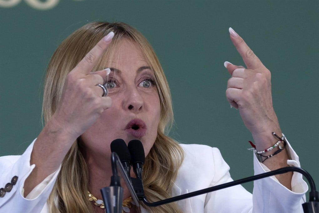 Italian Prime Minister Giorgia Meloni on Sunday. Photo: EPA