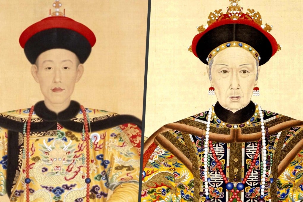 Empress Dowager Cixi’s, right, passion for cosplay wasn’t unique to her; Qing dynasty artworks reveal that emperors Yongzheng and Qianlong, left, also frequently dressed up in various personas. Photo: SCMP composite/Wikipedia