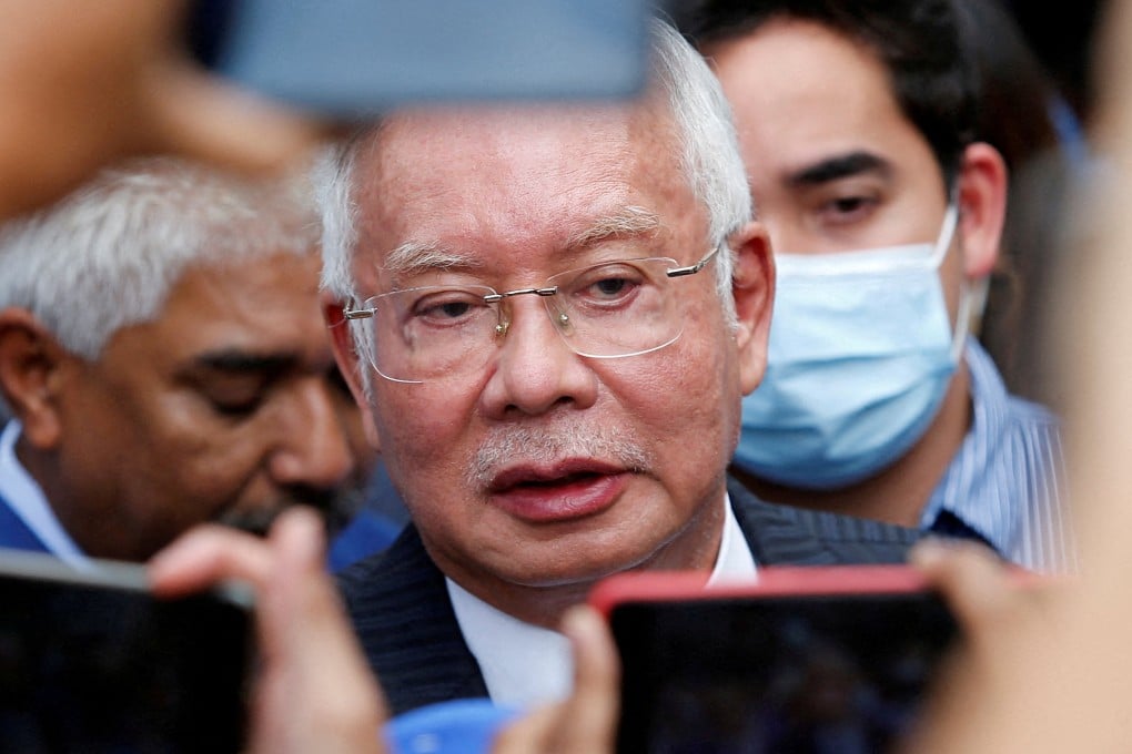 Former Malaysian prime minister Najib Razak speaks to the media outside court in Putrajaya, Malaysia, in 2022. Photo: Reuters