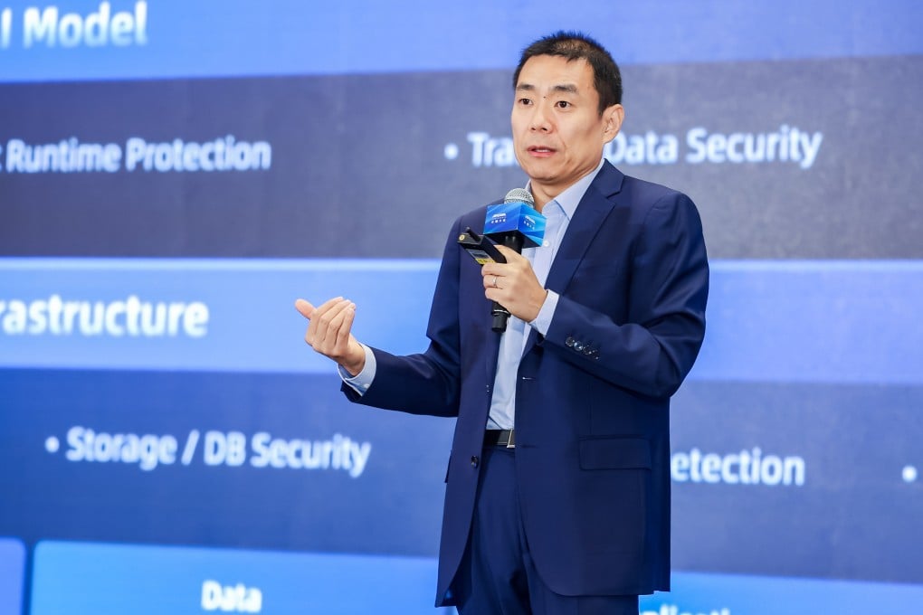Li Feifei, chief technology officer of Alibaba Cloud, speaks on Wednesday at the company’s Apsara Conference in Hangzhou. Photo: Handout