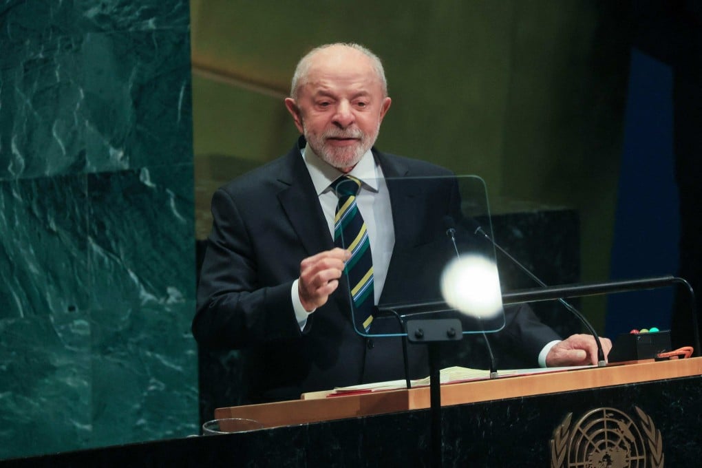 Brazilian President Luiz Inacio Lula da Silva addresses the UN General Assembly in New York on Tuesday. Photo: AFP