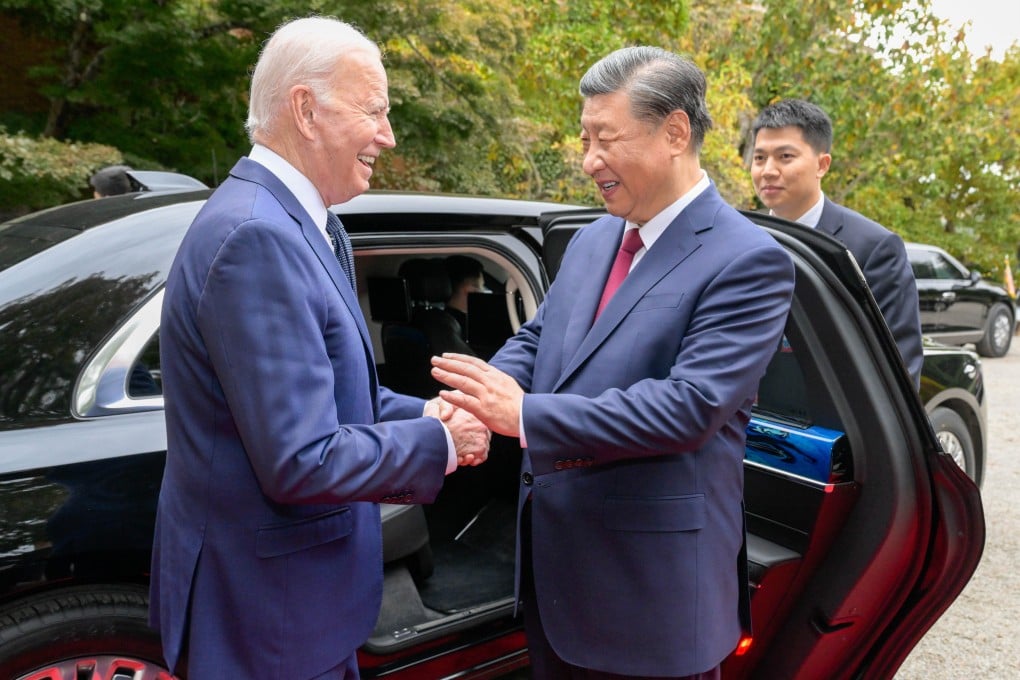 The then US president Joe Biden complimented his Chinese counterpart Xi Jinping on the quality of his car during their summit in California in November 2023. Photo: Xinhua