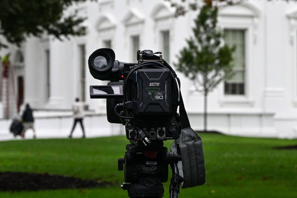 A television camera set up outside the White House. Photo: AFP