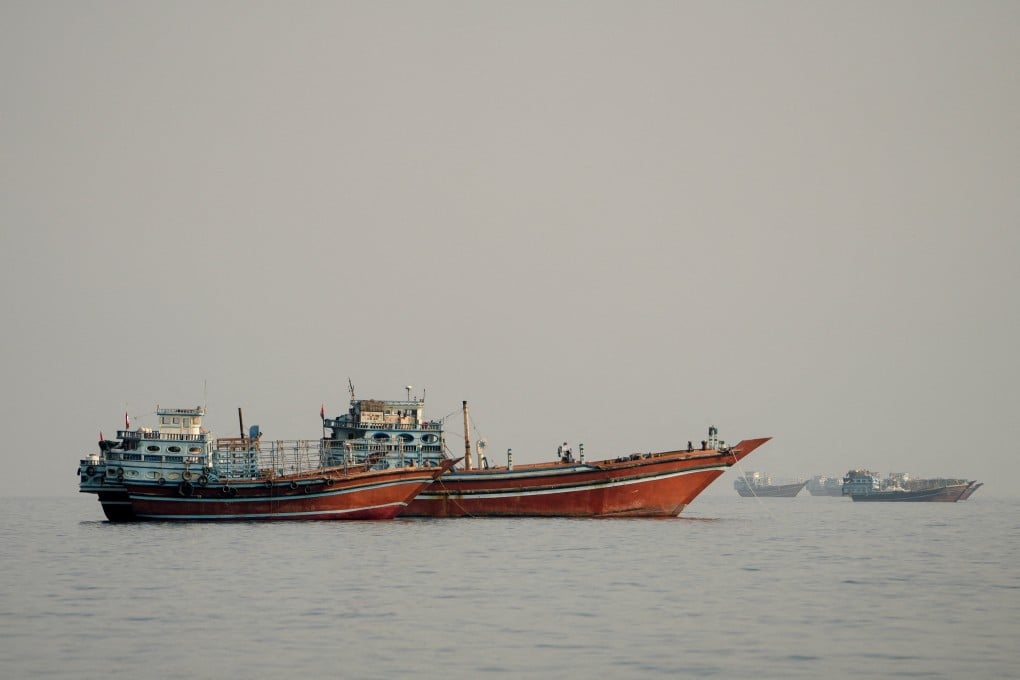 Vessels at the Strait of Hormuz, as seen from Musandam, Oman, on Wednesday. Photo: Reuters