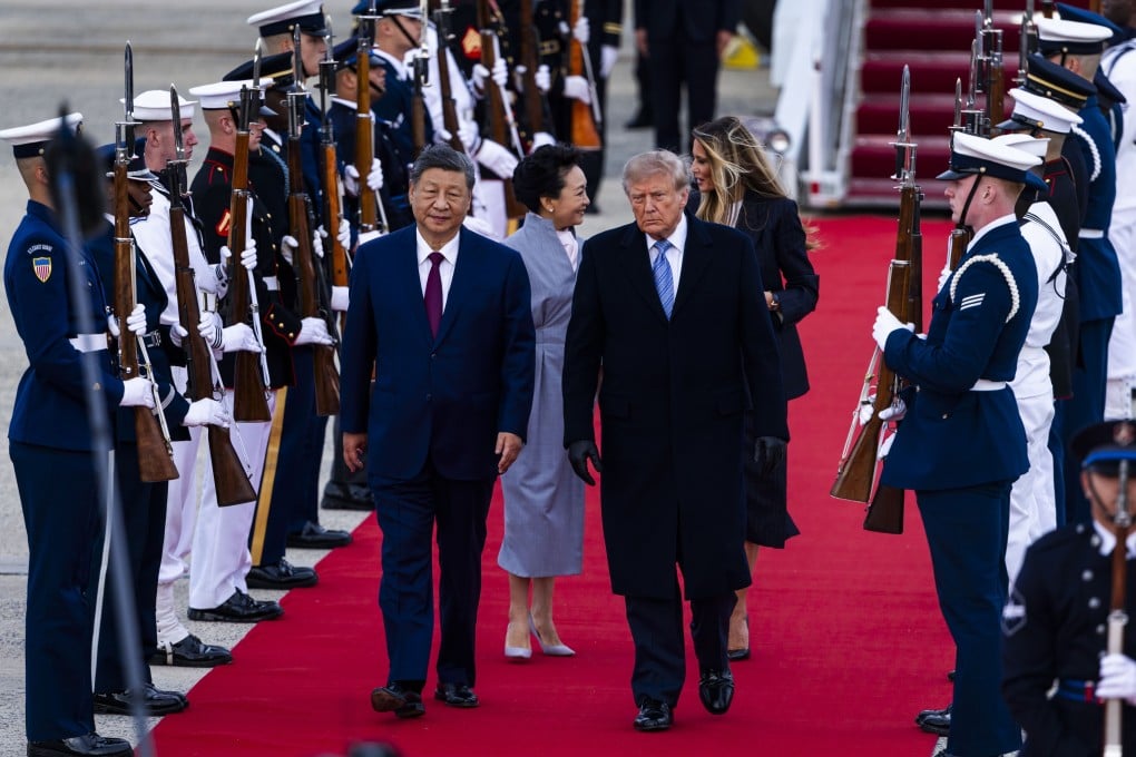 US President Donald Trump meets Chinese President Xi Jinping at Joint Base Andrews in Maryland on Wednesday. Photo: EPA