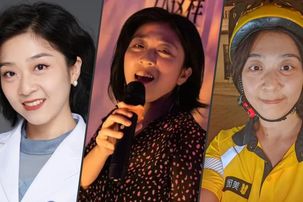 Just one year after earning her medical PhD, a 31-year-old Chinese woman quit her job to deliver food and sing part-time, choosing a non-traditional lifestyle. Photo: SCMP composite/Douyin/gmw.cn