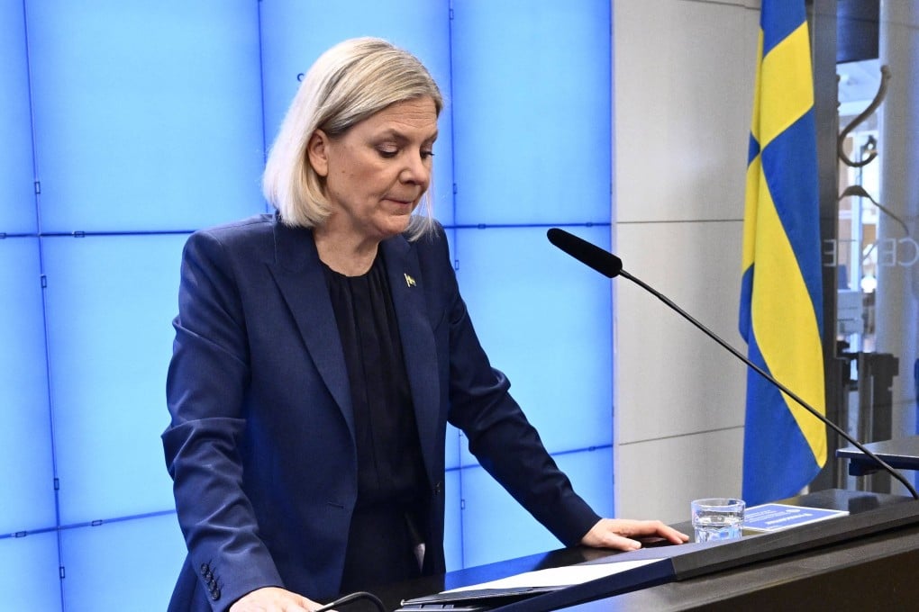 Sweden’s Social Democratic leader and election winner Magdalena Andersson during a Monday press conference in which she said she has ended her attempt to form a new government. Photo: via AFP