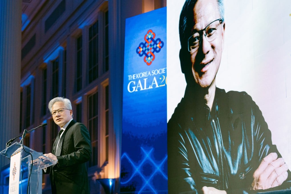 Jensen Huang, speaking at The Korea Society 2026 Annual Gala, says US-China “competitors are still able to collaborate” on AI and its risks. Photo: The Korea Society