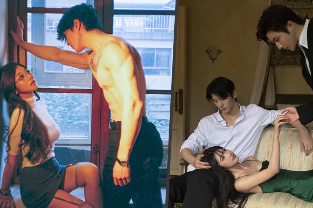 A growing social media trend sees young Chinese women shelling out thousands of yuan for romantic photo shoots with male models, transforming staged intimacy into a booming business. Photo: SCMP composite/RedNote