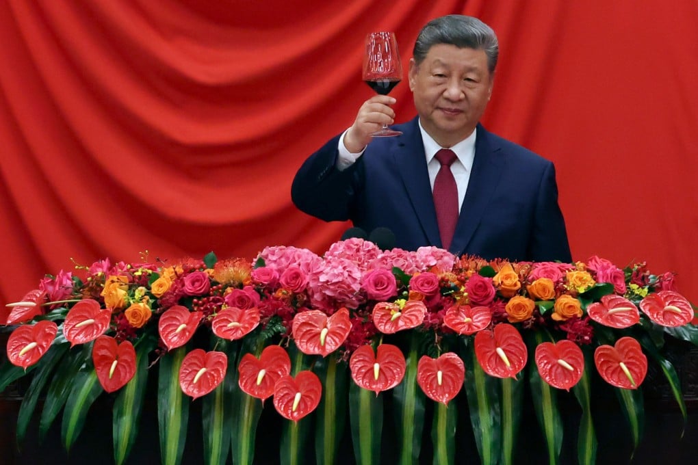 Chinese President Xi Jinping gives a toast at the National Day reception at the Great Hall of the People in Beijing, China on September 30, 2026. Photo: Florence Lo/ Pool Reuters via AP