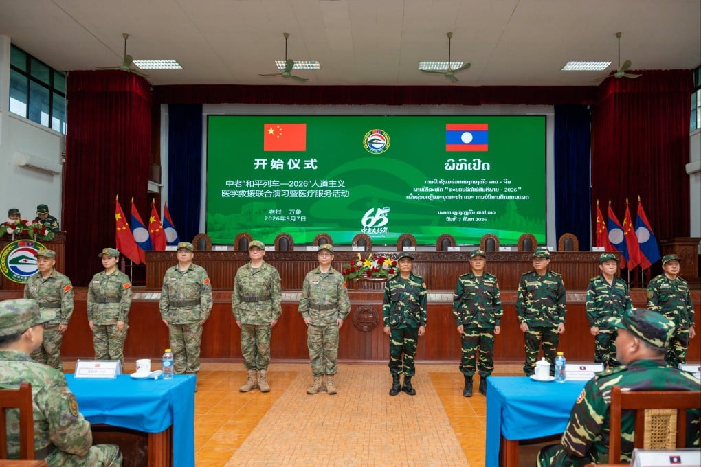 Chinese and Lao military personnel attend the opening of a joint humanitarian medical exercise in Vientiane earlier this month. Photo: Xinhua