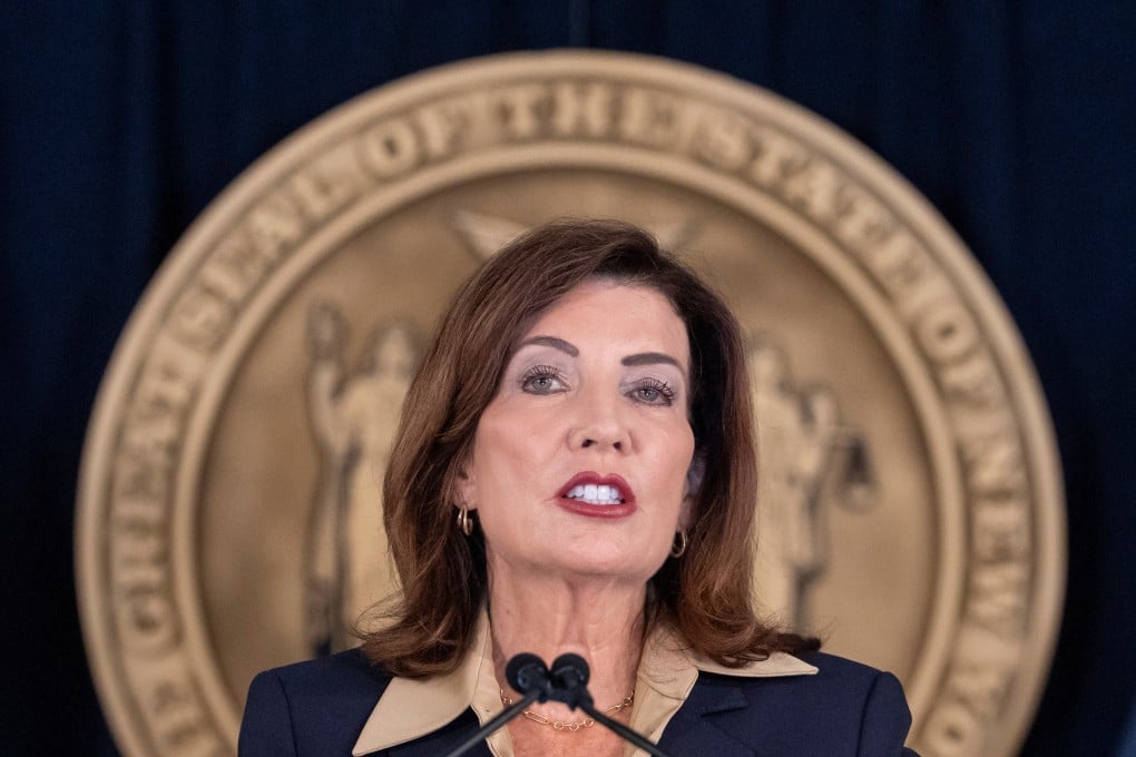 New York Governor Kathy Hochul speaks during a news conference on the Cornell investigation on Friday. Photo: AP