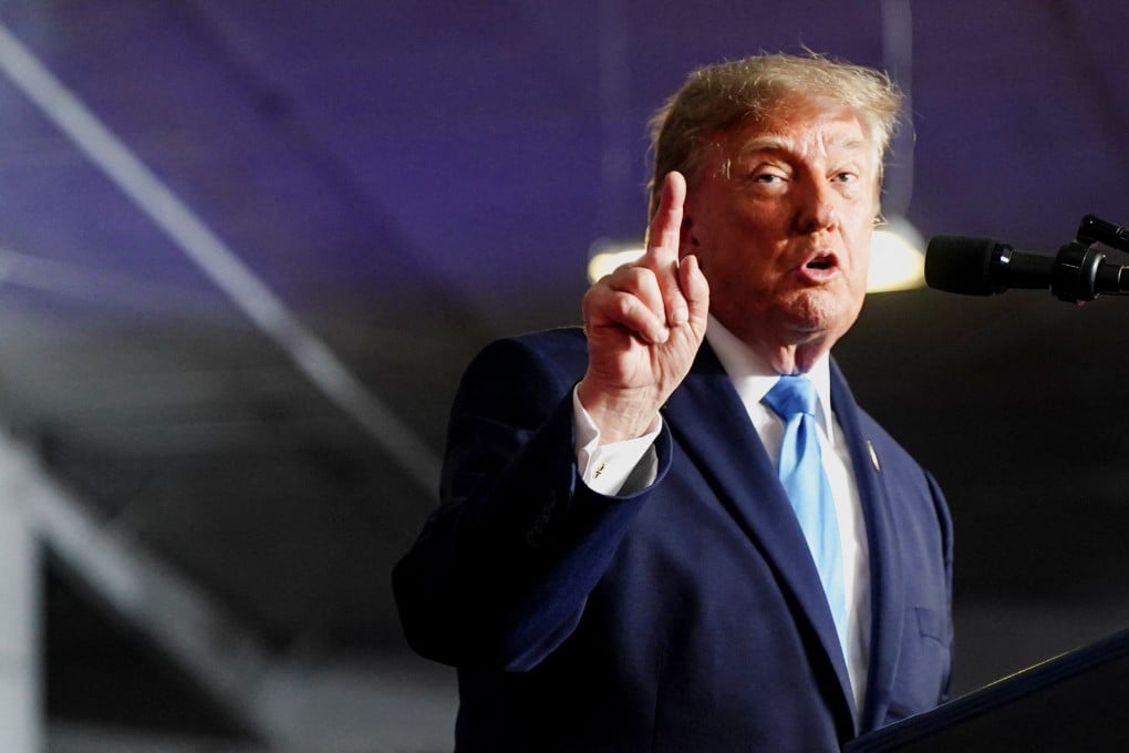 US President Donald Trump speaks during a rally in Grand Island, Nebraska, on Monday. Photo: Reuters