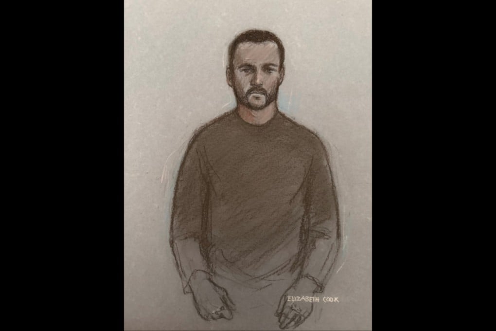 A court artist’s sketch of Royal Navy sailor Teddy Young appearing at Westminster Magistrates’ Court in London on Thursday. Photo: Elizabeth Cook / PA via AP