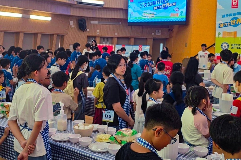 More than 700 students were involved in the mass sandwich-making class organised by the Garden Company. Photo: Handout