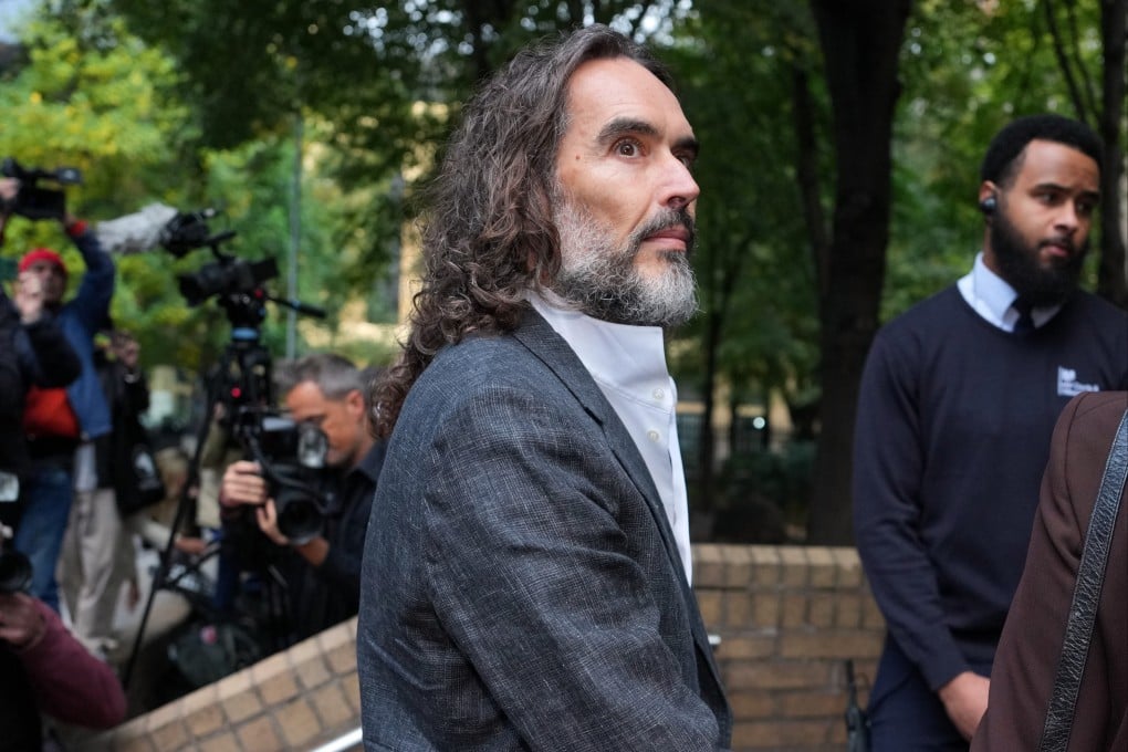 Comedian and actor Russell Brand arrives at court in London on Monday. Photo: AP