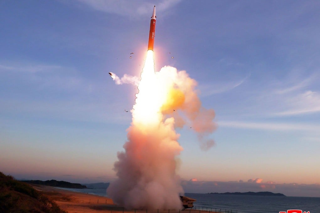 North Korea said the missile it launched on October 3, pictured here, was capable of "changing its flight orbit at a low altitude" and included AI technology. Photo: KCNA/KNS/dpa