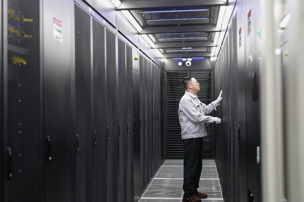 A staff member maintains equipment at a data centre in Hohhot, capital of Inner Mongolia Autonomous Region, May 20, 2025. Photo: Xinhua