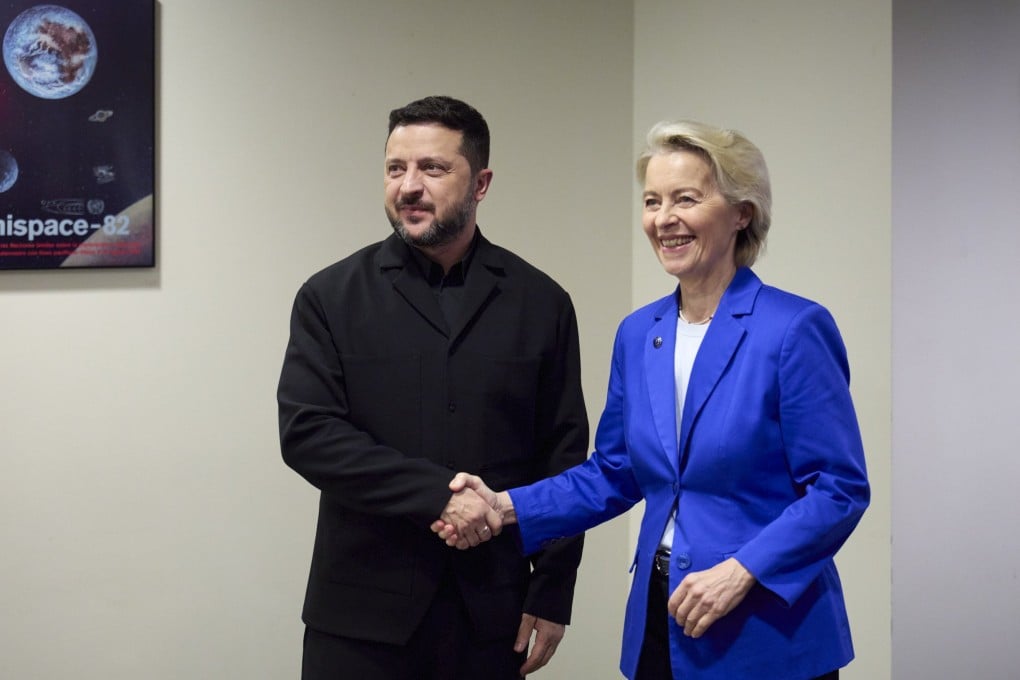 Ukraine’s President Volodymyr Zelensky (left) with European Commission President Ursula von der Leyen during a meeting in New York in September. Photo: EPA / Ukrainian Presidential Press Service / Handout