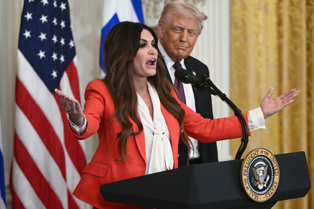 Kimberly Guilfoyle speaks alongside President Donald Trump at the White House in Washington in March 2024. The White house has requested Guilfoyle step down as ambassador to Greece. Photo: AFP