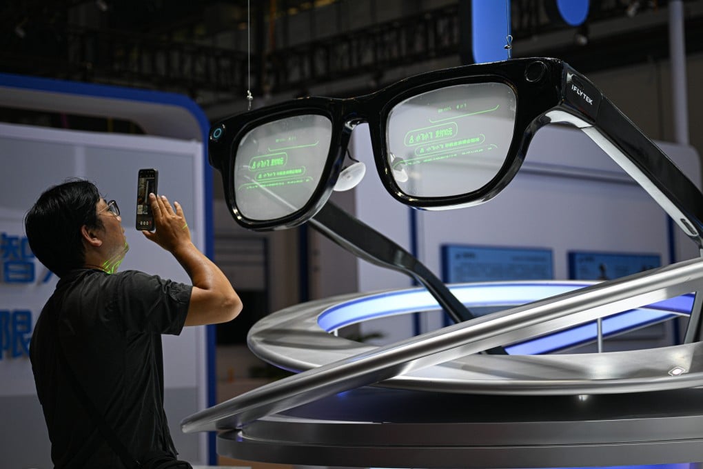 A large AI glasses display is showcased at the 2026 China International Consumer Products Expo in China’s southern province of Hainan. Photo: Xinhua