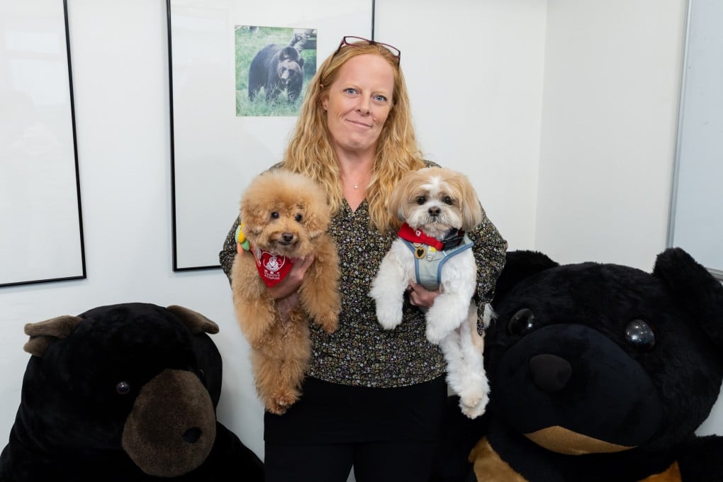 Jill Robinson, founder of Animals Asia, whose volunteer-led dog programmes bring comfort and companionship to people in Hong Kong’s schools, hospitals and elderly homes. Photo: Kong Yat-pang
