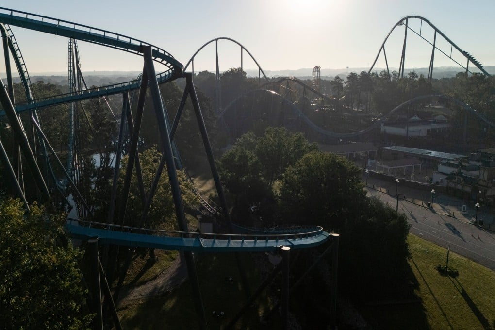 Attractions are seen at Six Flags Over Georgia, near Atlanta, on Tuesday. Photo: AP