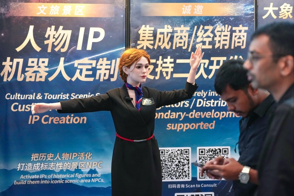 An AI robot at the Hong Kong Electronics Fair at the Convention and Exhibition Centre in Wan Chai on October 13. Photo: Karma Lo